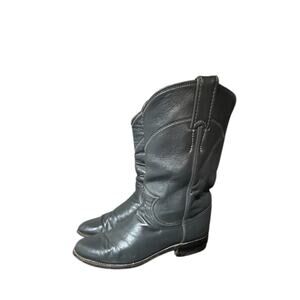 Justin Gray Leather Roper Cowgirl Western Boots L3056 Womens Size 7 R Made USA